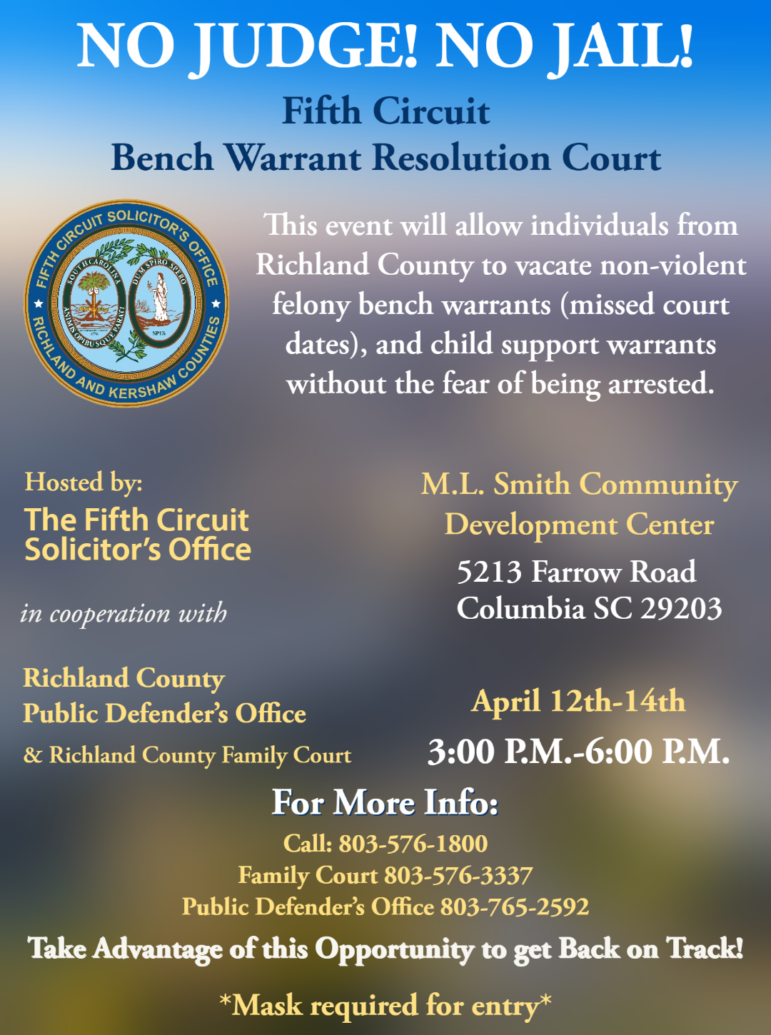 Bench Warrant Resolution Court Flyer for April 2022